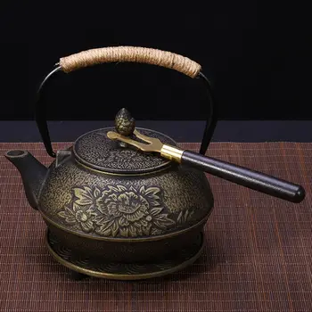 Тецубин в японском стиле Теплоизоляция Нержавеющая сталь Деревянная ручка Держатель для зажима крышки чайника Вилочный зажим для крышки чайника