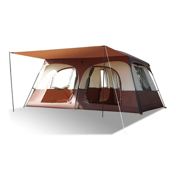 Туристическая палатка для кемпинга с 2 комнатами, большая семейная палатка для каюты, дышащая и непромокаемая для кемпинга на открытом воздухе, пеших прогулок, пеших прогулок на пляже