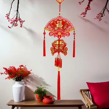 Украшение на стену в китайском новогоднем стиле с восточным 3D-шармом иероглифом Лаки Фу, подвесное украшение для двери Домашнего офиса