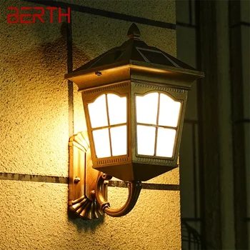 Уличные солнечные настенные бра BERTH Light LED Водонепроницаемая современная лампа IP65 для украшения крыльца дома