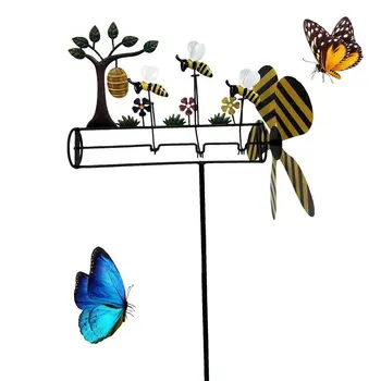 Универсальная пчелиная ветряная мельница, металлическая ветряная вертушка, Прочные Вихри, Украшения, Реквизит для дома, наружного двора, газона, сада