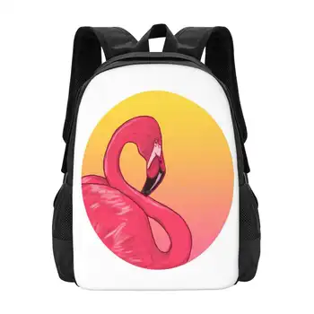 Фламинго Подросток Студент колледжа Рюкзак Дизайн Сумки Фламинго Розовое животное Птица Закат Сцена восхода Солнца