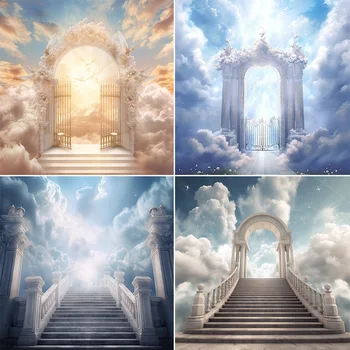 Фон для фотосъемки Mehofond Лестница на небеса Райские Врата Небо Облака Лестница для декора портрета взрослого Фон для фотостудии