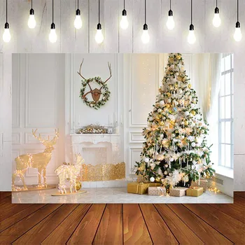 Фон для фотосъемки, Рождественская елка, портретный фон для фотосъемки, камин в гостиной, лось с блестящим светом, фоновые фотографии для фотосессий