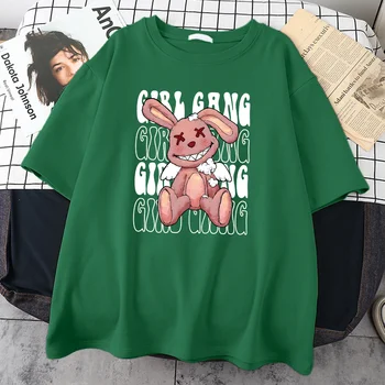 Футболка Girl Gang Broken Rabbit Doll, мужская футболка с круглым вырезом, винтажные летние футболки, уличное качество, короткий рукав