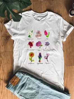 Футболка с коротким рукавом, женская модная повседневная футболка в цветочек, тренд 90-х, милая одежда, Летняя футболка с графическим рисунком, Женская футболка с принтом