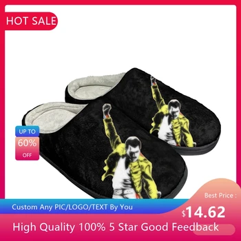 Хлопковые домашние тапочки на плоской подошве Freddie Mercury, изготовленные на заказ, Мужские Женские Сандалии, Плюшевая повседневная обувь для согревания, Теплые удобные тапочки