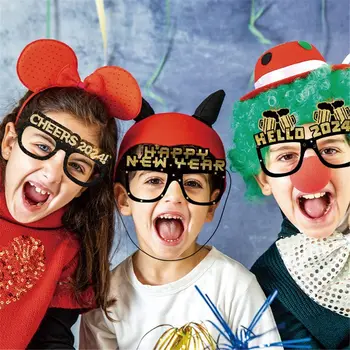 Черно-золотые очки с Новым годом Празднование Нового года 3D Печать 2024 Очки с Новым годом
