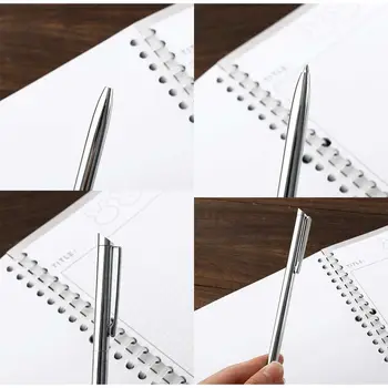 Черные чернила Классические серебристые глянцевые вращающиеся канцелярские принадлежности Шариковая ручка Коммерческие канцелярские принадлежности Масляная ручка