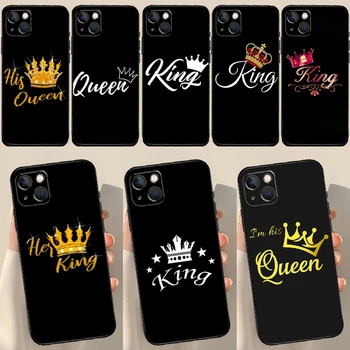 Чехол Crown QUEEN & KING Couples Для iPhone 13 12 14 15 Pro Max Mini 7 8 Plus SE 2020 X XS MAX XR 11 14 15 Pro Max Cover Case