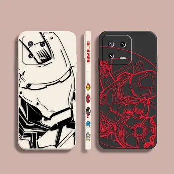 Чехол Для Телефона Xiaomi POCO F3 F4 F5 M2 M3 M4 M5 X2 X3 X4 X5 GT Pro 4G 5G Capa Простой Жидкий Силиконовый Чехол Marvel Iron Man Comics