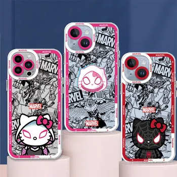Чехол для Samsung Galaxy A73 A13 A32 A52s A12 A23 A53 A72 5G A33 A21s A22 A52 A42 Чехол Marvel Spidermans Hello Kitty