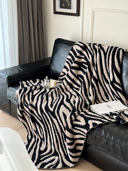 Чехол для дивана с рисунком зебры премиум-класса, одеяло с половинным краем, Плюшевое Одеяло, Одеяло для обеденного перерыва в офисе, Авиационное Одеяло, Декоративное Одеяло