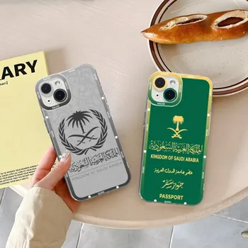 Чехол для телефона с флагом Королевства Саудовской Аравии Telefoon для iPhone 13ProMax 14 13 12 11 Pro Max Mini, прозрачный мягкий чехол с мелким отверстием