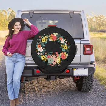Чехол для шин Jeep Flower Wreath - Чехол для Запасного колеса Jeep Wrangler, Jeep Liberty, 2021 Bronco, RV, Camper -