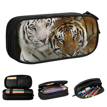 Чехол с Бенгальским тигром Для любителей животных, Сумка для ручек для девочек и мальчиков, Офисная сумка для карандашей на молнии большой емкости