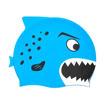 Шапочка для плавания, детская силиконовая шапочка для плавания для детей унисекс с забавным мультяшным дизайном, аксессуар для бассейна (синий)