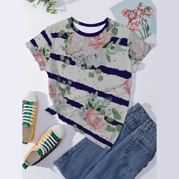 Шикарный Женский топ с круглым вырезом и коротким рукавом с цветочным принтом, Модная Женская футболка Harajuku в готическом стиле с 3D принтом, Эстетичный Топ Y2K