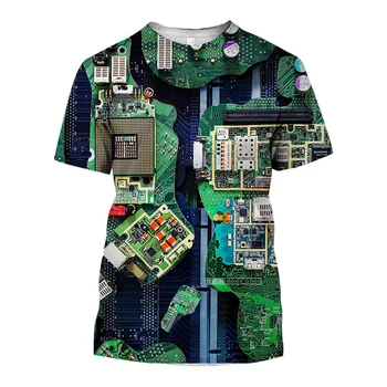 Электронный чип Графический процессор Футболка для мужчин Одежда Футболки Забавные 3D печатная плата Материнская плата Топы с короткими рукавами