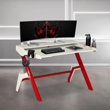 Эргономичный компьютерный игровой стол с подстаканником и крючком для наушников, красный стол для учебы, мебельный стол Pliante, столы
