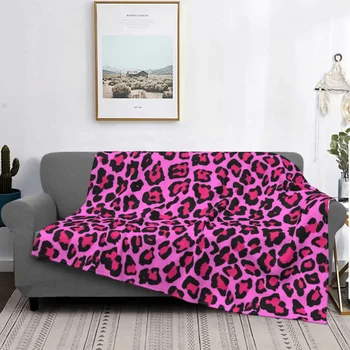 Ярко-Розовые Одеяла с леопардовым принтом, Фланелевое Забавное Мягкое одеяло с изображением Гепарда для украшения дома