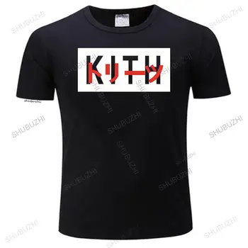 мужская летняя футболка с логотипом Kith в черной вышиванке, Мужская футболка Wome 11, Высококачественные ЧЕРНЫЕ футболки KITH, Футболки в летнем стиле