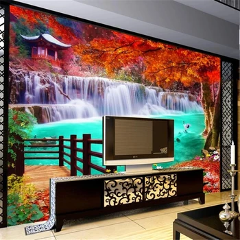 обои на заказ beibehang 3d обои пейзаж осеннего озера, картина для украшения стен, бумага для рисования фотообои