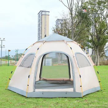 палатка для кемпинга на 6 человек, складная, полностью открытая, защищенная от дождя, Солнцезащитный крем, Портативное оборудование для кемпинга в дикой природе, Автоматическое