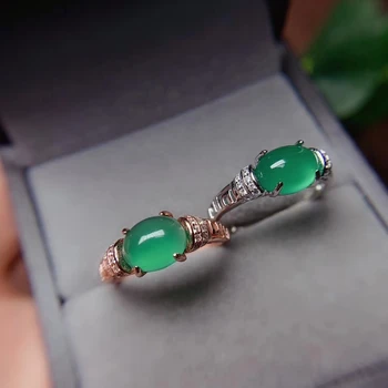 продается очаровательное серебряное кольцо с зеленым халцедоном, мужское женское кольцо с натуральным камнем, покрытое розовым золотом, подарок для вечеринки по случаю дня рождения