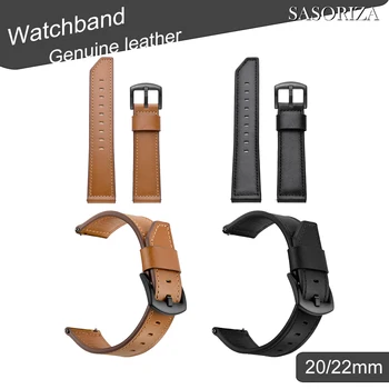 ремешок из натуральной кожи 20 мм 22 мм для Galaxy Watch Active Watch3 / 4 / 5 Huawei Watch Amazfit Garmin и др. Универсальный ремешок для часов
