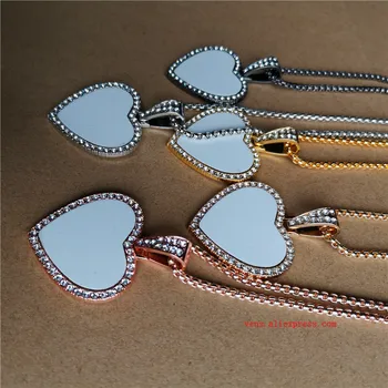 сублимационные пустые ожерелья в форме сердца, подвески, подвеска для горячей трансферной печати, расходные материалы для ювелирных изделий, односторонняя печать 10 шт./лот